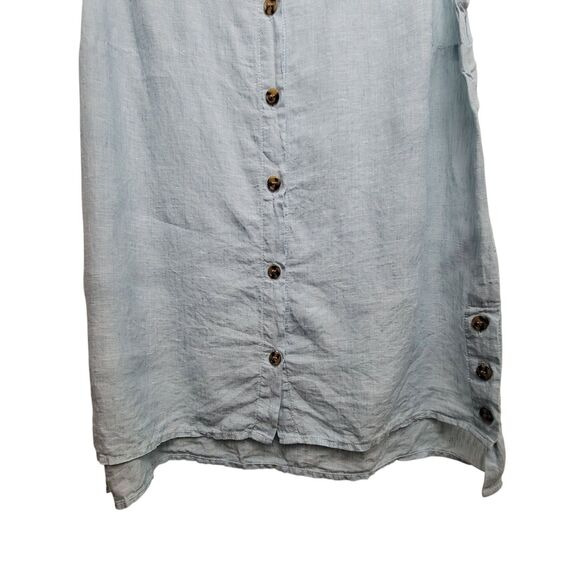 Jones & Co 100% Linen Blue Button Tank Shirt Size Medium - Picture 4 of 8